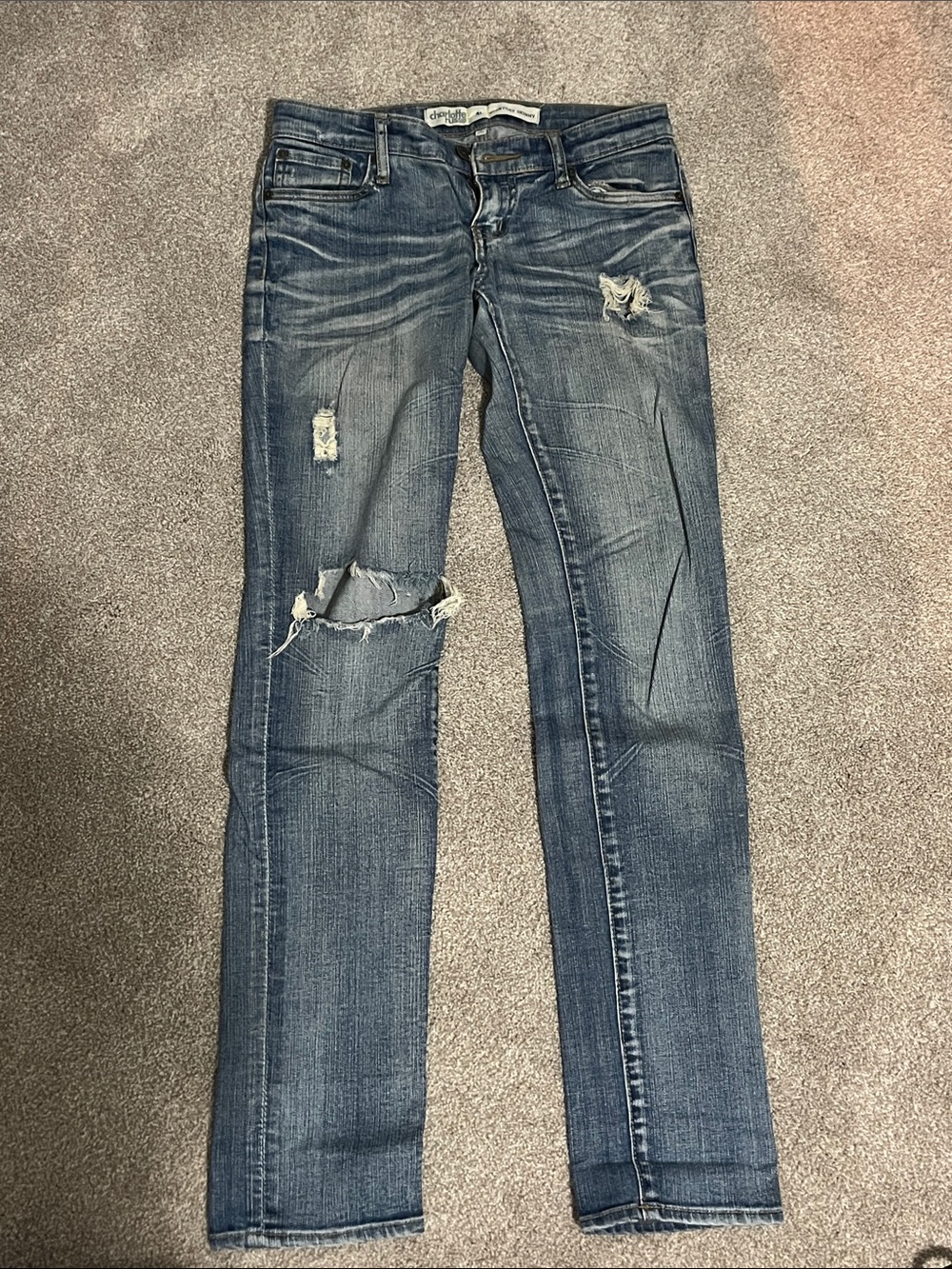 Charlotte Russe Distressed Skinny Jeans in Medium Blue